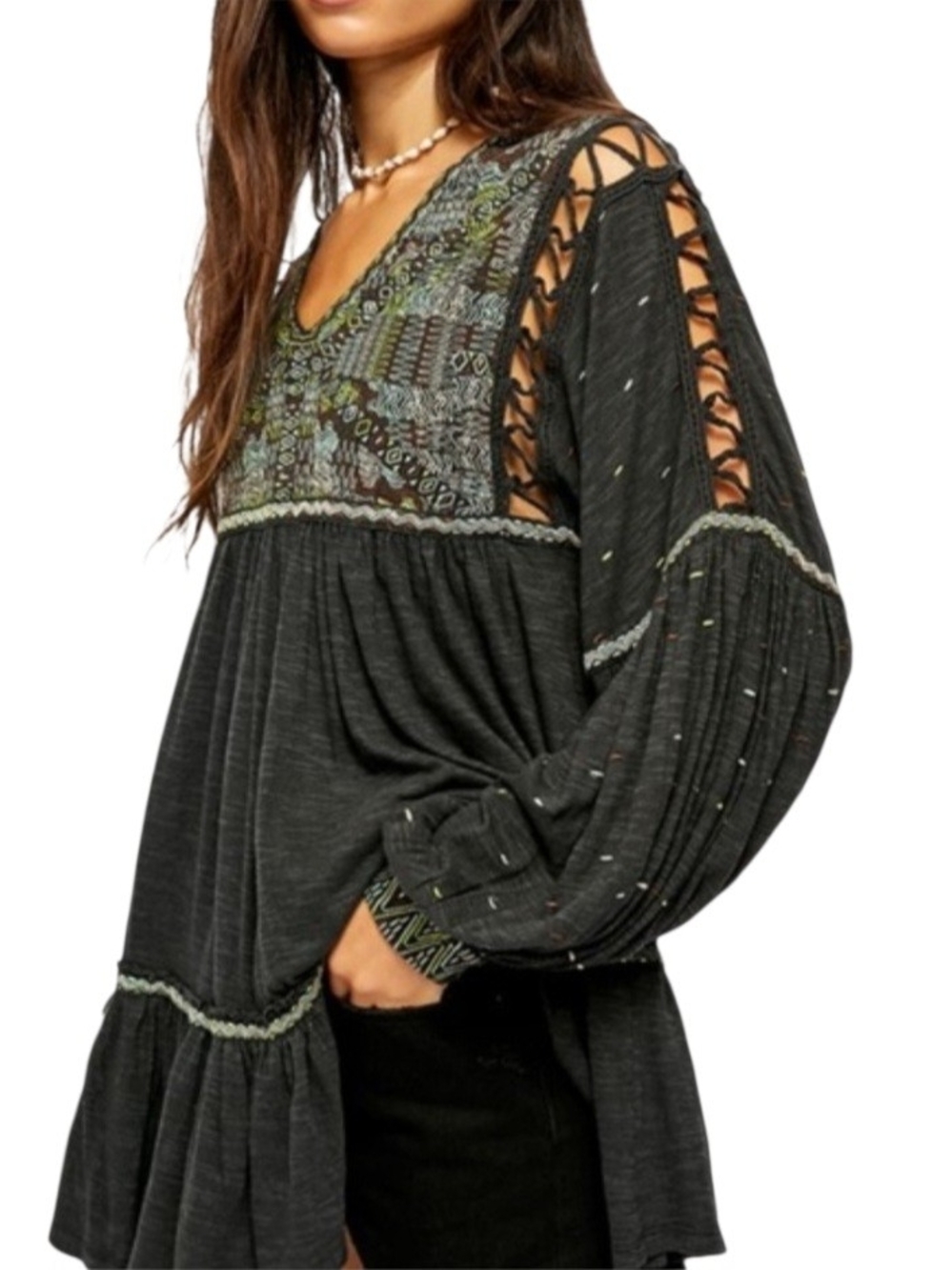 NWT Free People Boho Cutout Sleeve Dress – Size Large